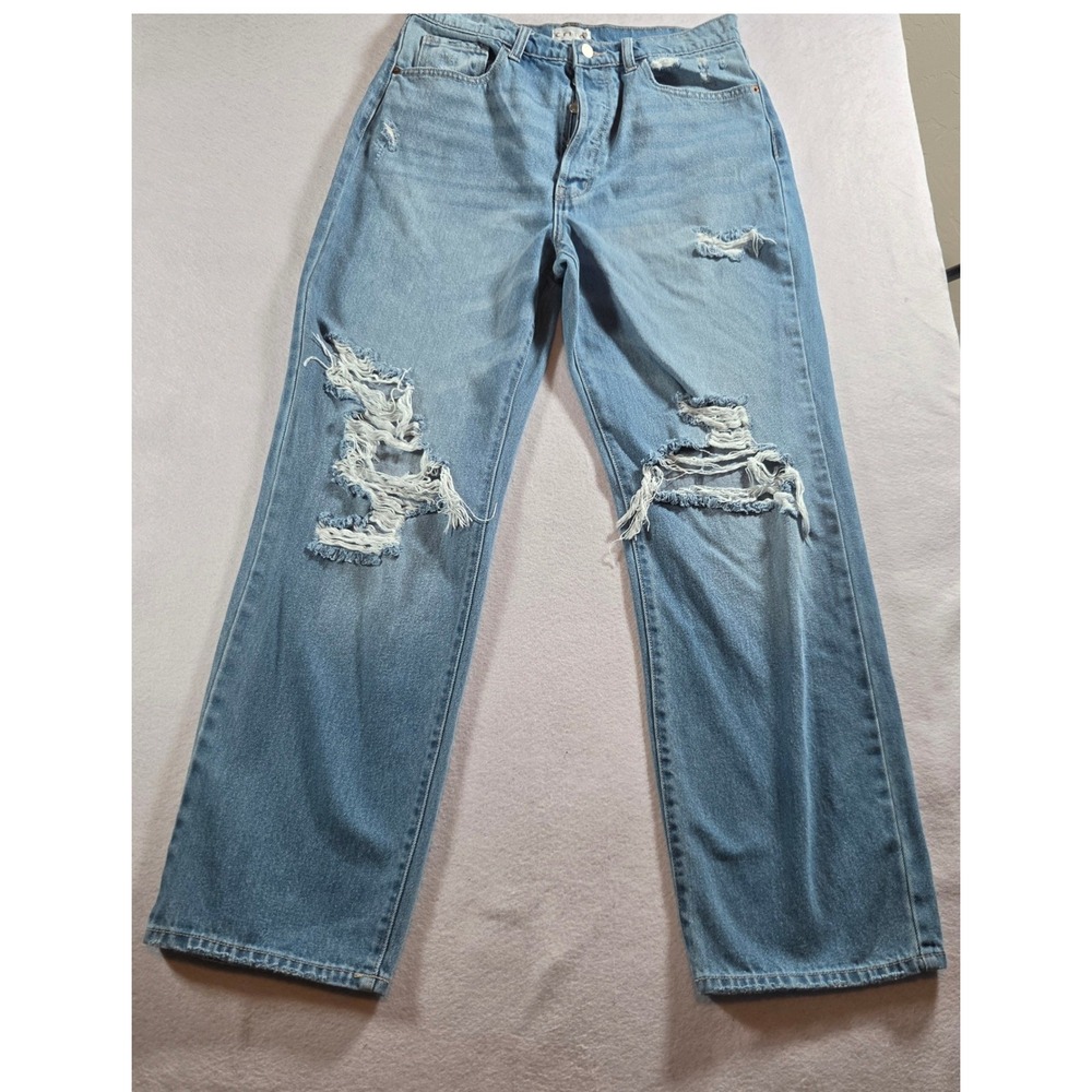 Cello High Rise Distressed Wide Leg Jeans Size 13 Light Wash Denim WV17554RS-LTD